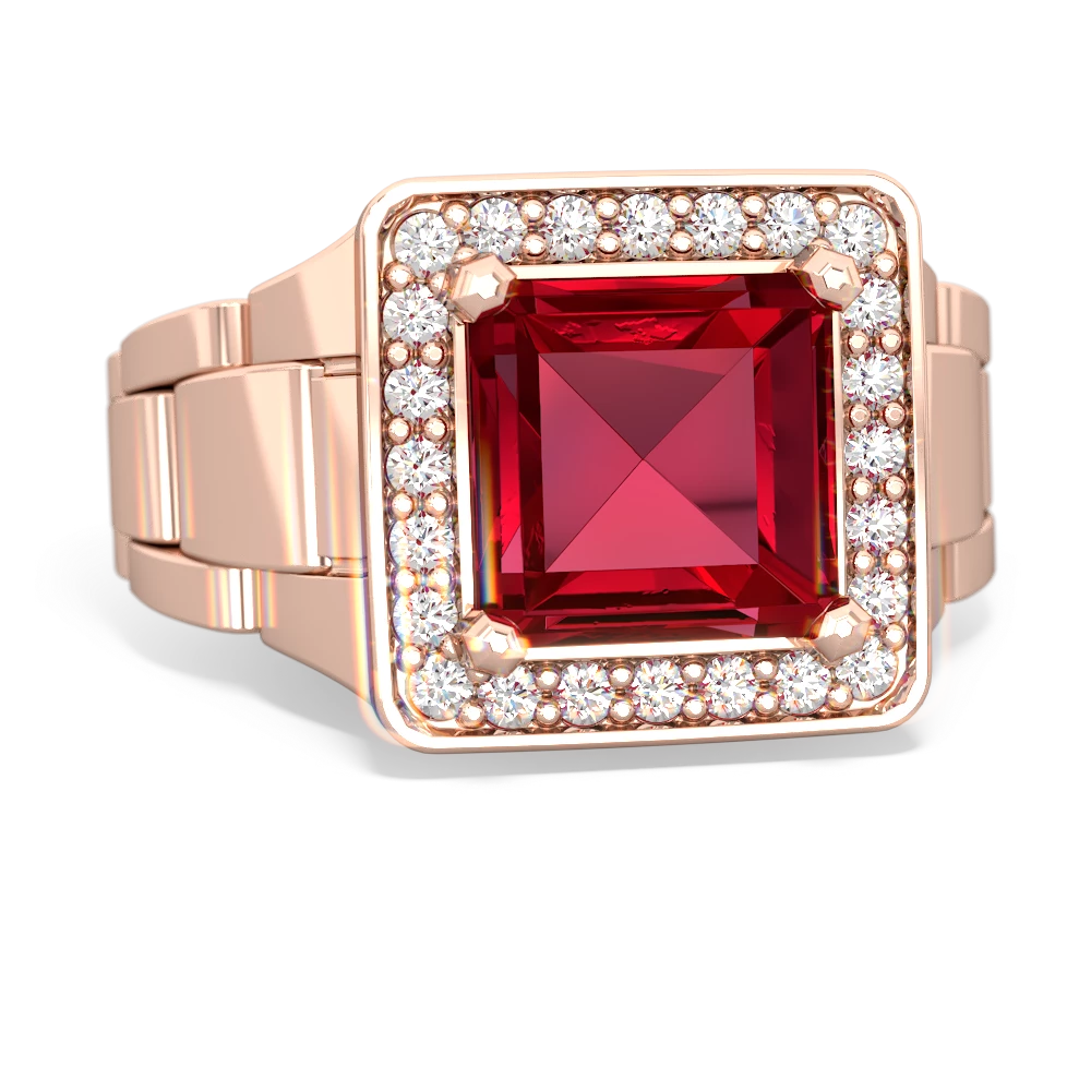 Lab Ruby Men's Watch 14K Rose Gold ring R0510