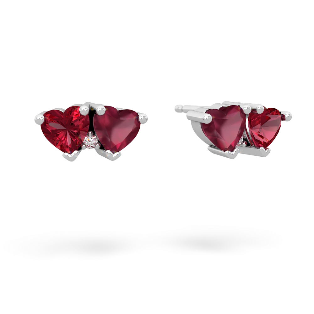 Lab Ruby Sweethearts 14K White Gold earrings E5260