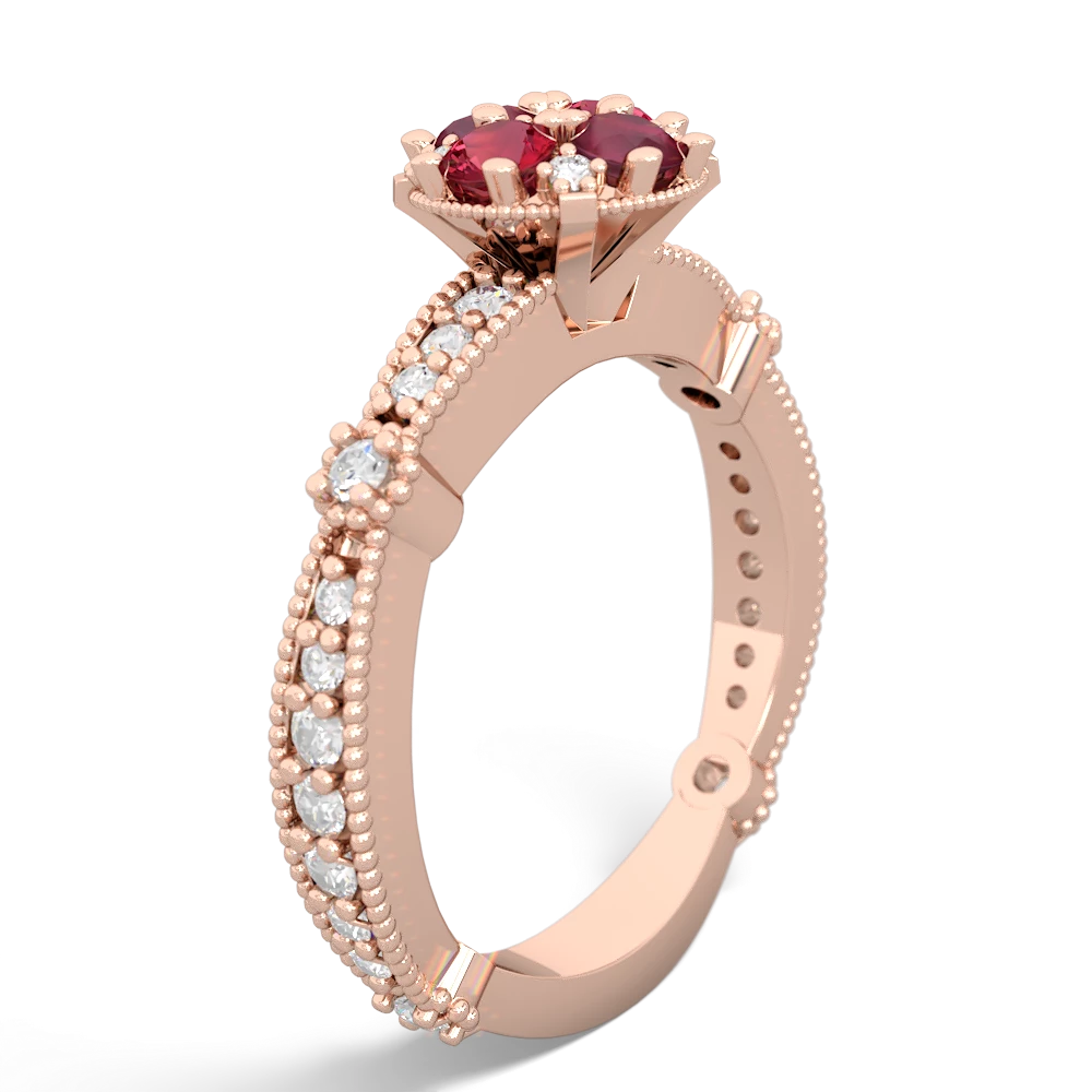 Lab Ruby Sparkling Tiara Cluster 14K Rose Gold ring R26293RD