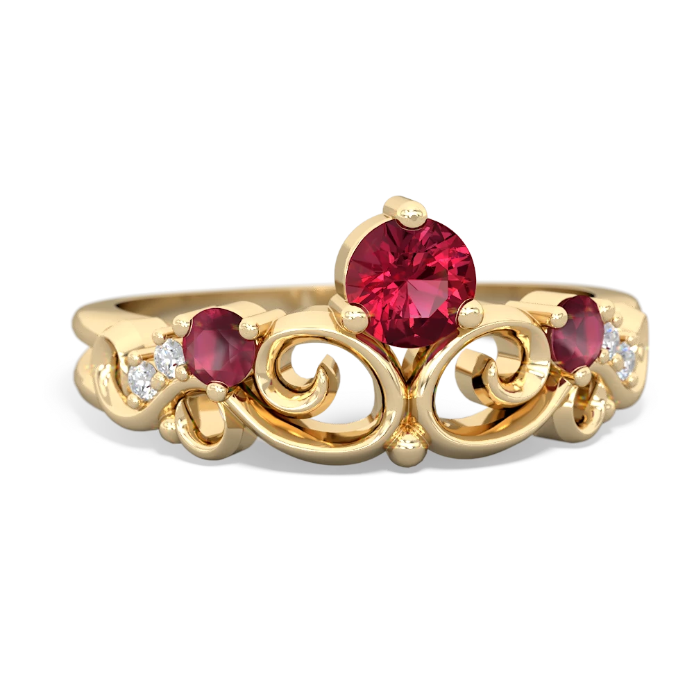 Lab Ruby Crown Keepsake 14K Yellow Gold ring R5740