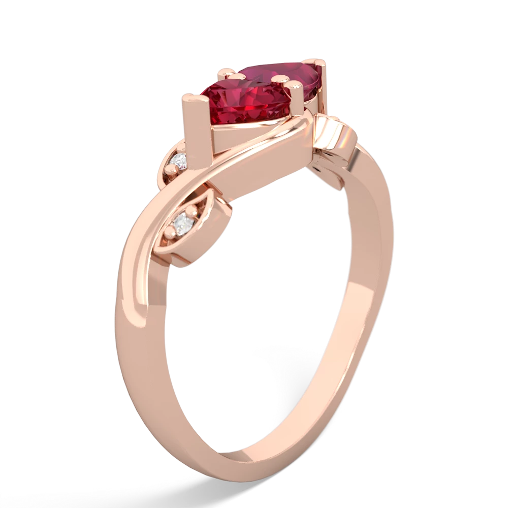 Lab Ruby Floral Elegance 14K Rose Gold ring R5790