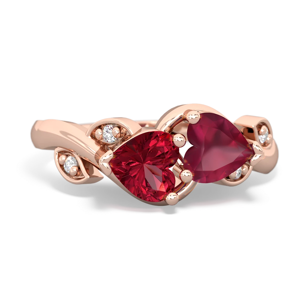 Lab Ruby Floral Elegance 14K Rose Gold ring R5790