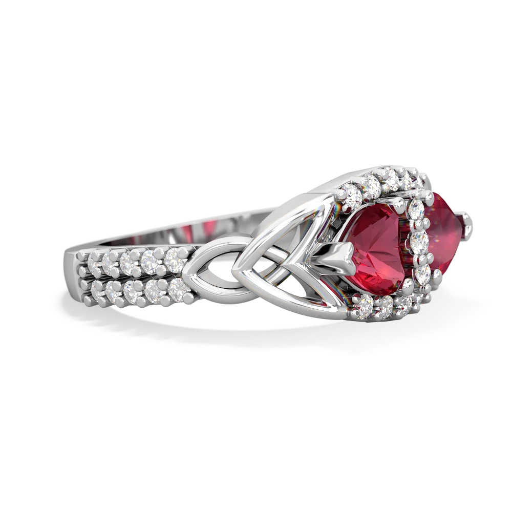 Lab Ruby Sparkling Celtic Knot 14K White Gold ring R2645