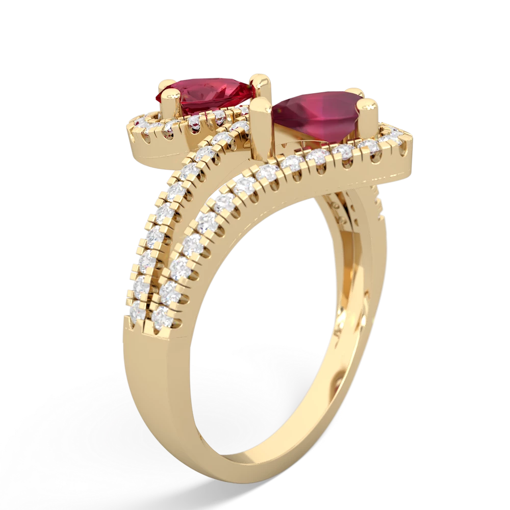 Lab Ruby Diamond Dazzler 14K Yellow Gold ring R3000