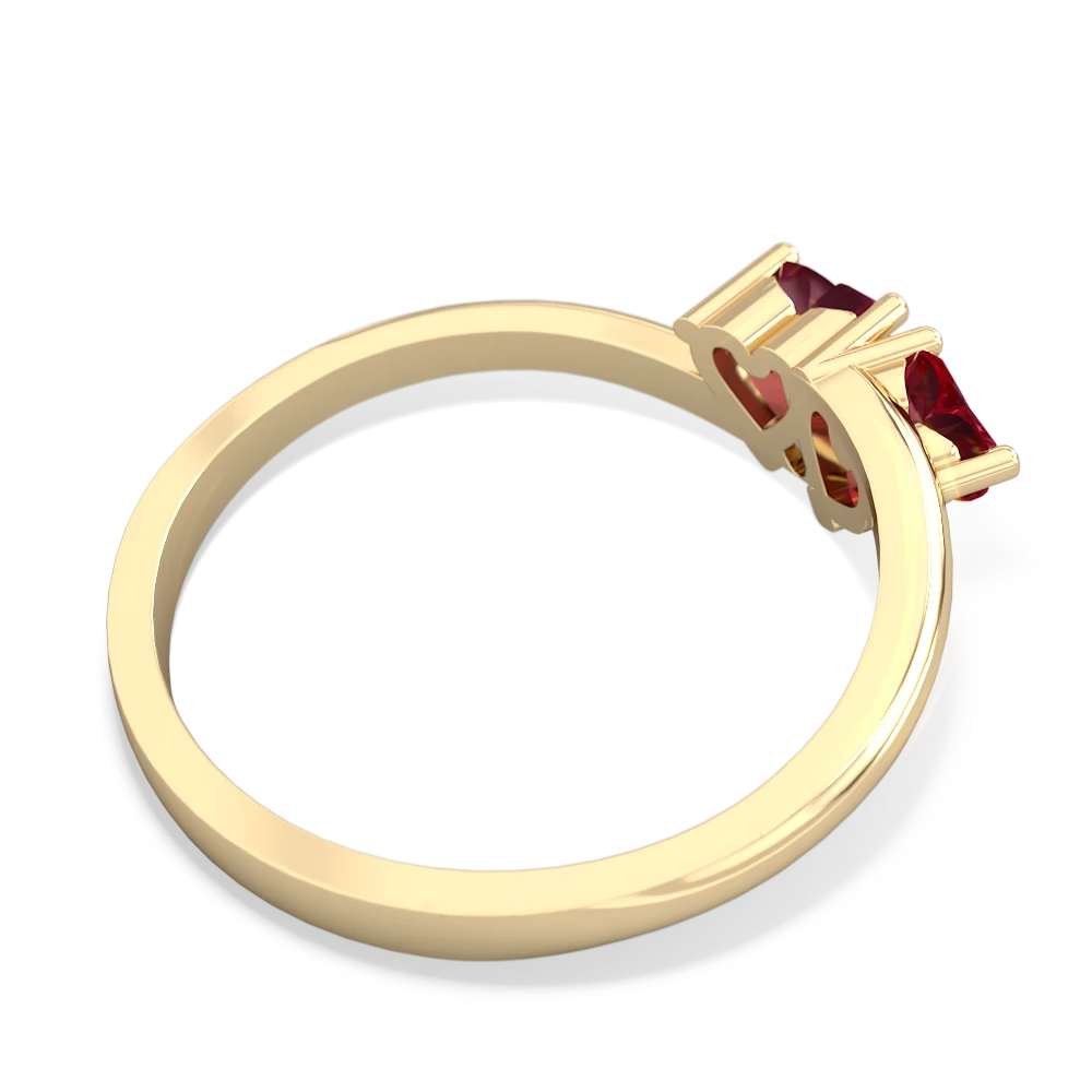 Lab Ruby Sweethearts 14K Yellow Gold ring R5260