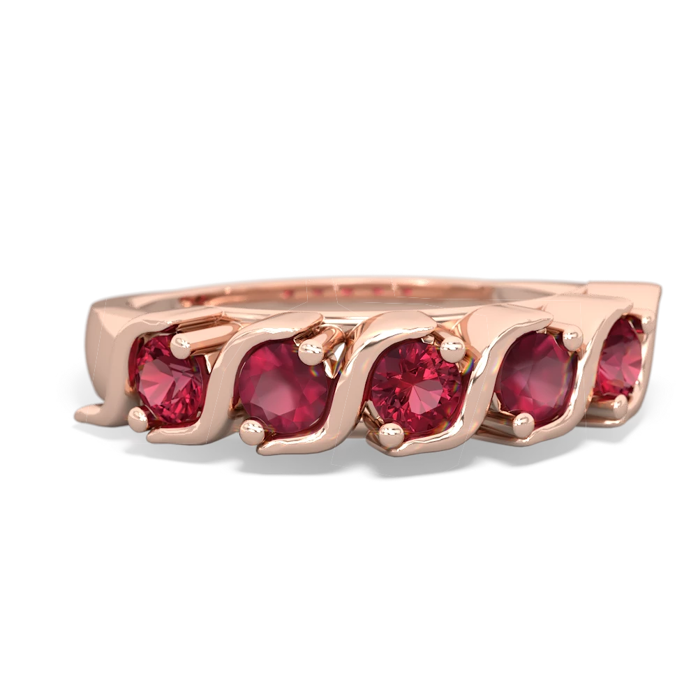 Lab Ruby Anniversary Band 14K Rose Gold ring R2089