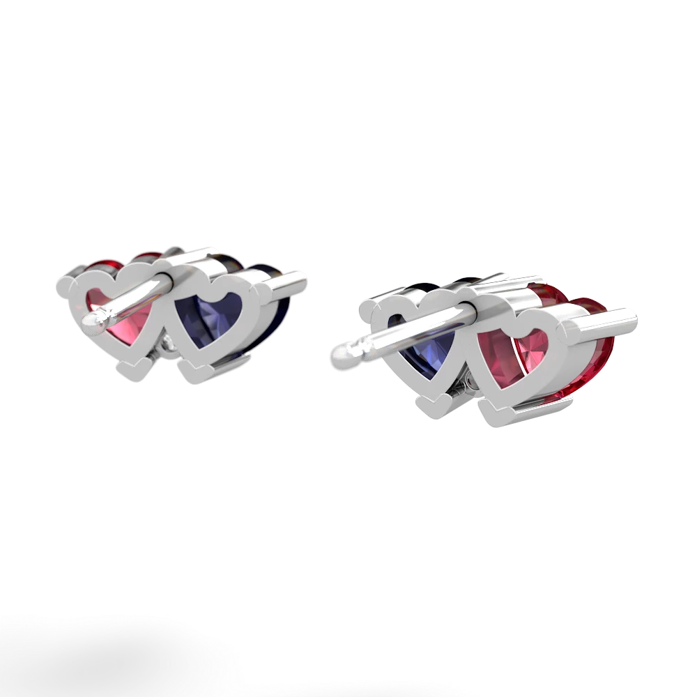 Lab Ruby Sweethearts 14K White Gold earrings E5260