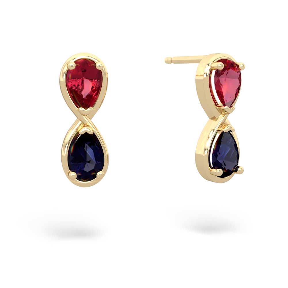 Lab Ruby Infinity 14K Yellow Gold earrings E5050