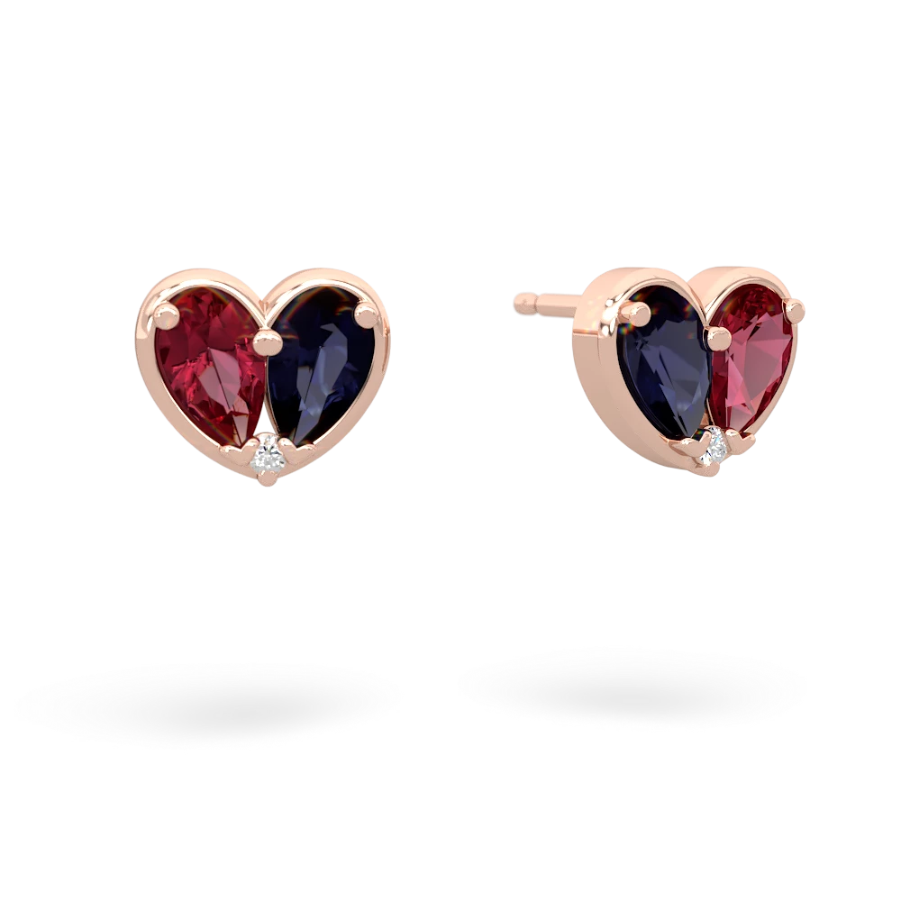 Lab Ruby 'Our Heart' 14K Rose Gold earrings E5072