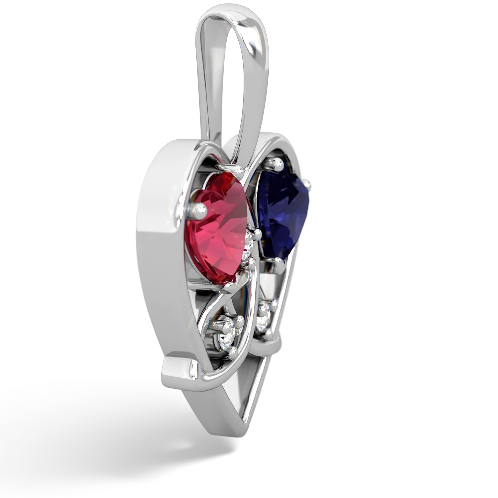 Lab Ruby Celtic Trinity Heart 14K White Gold pendant P5331