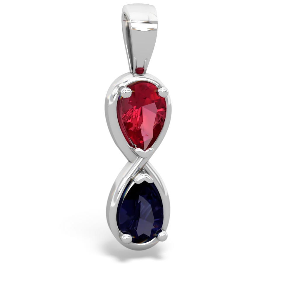 Lab Ruby Infinity 14K White Gold pendant P5050