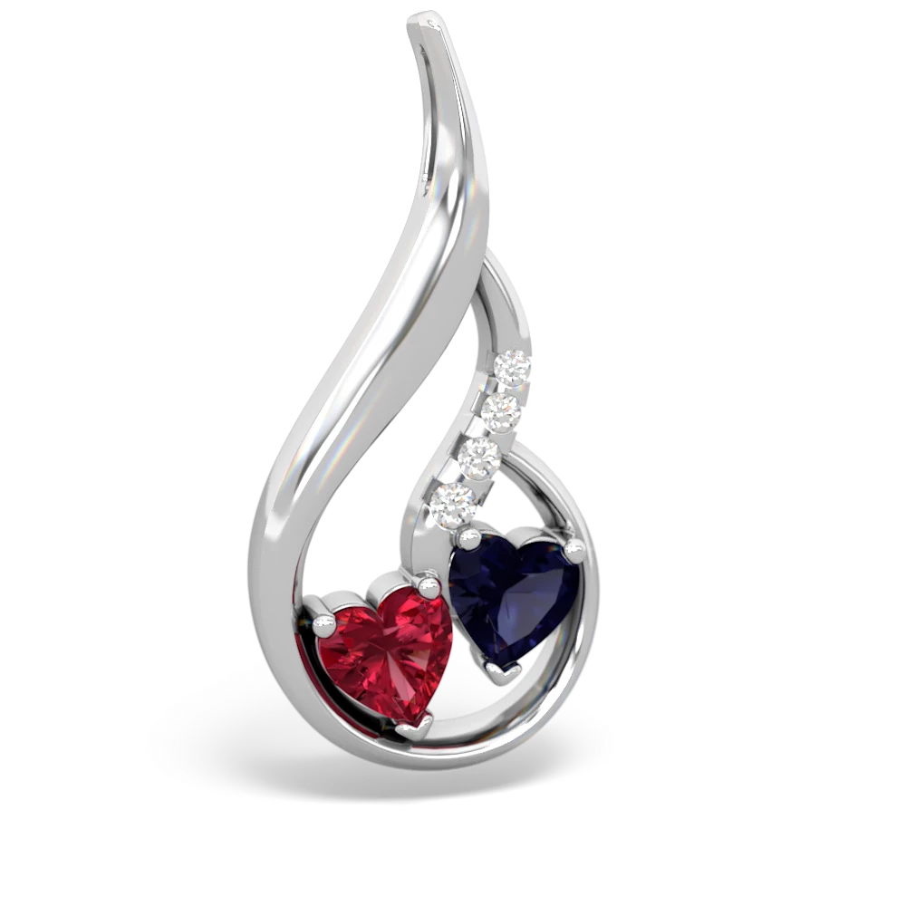 Lab Ruby Keepsake Curves 14K White Gold pendant P5450