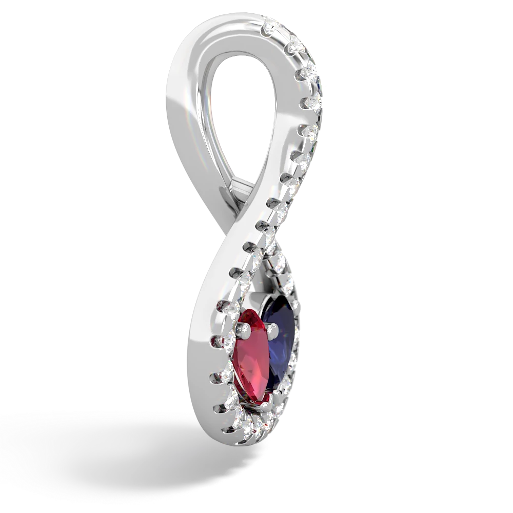 Lab Ruby Pave Twist 'One Heart' 14K White Gold pendant P5360