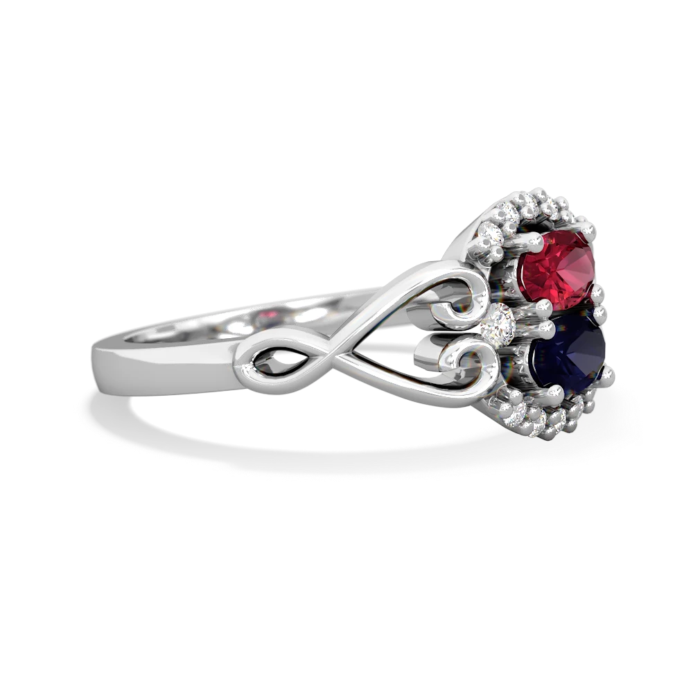 Lab Ruby Love Nest 14K White Gold ring R5860