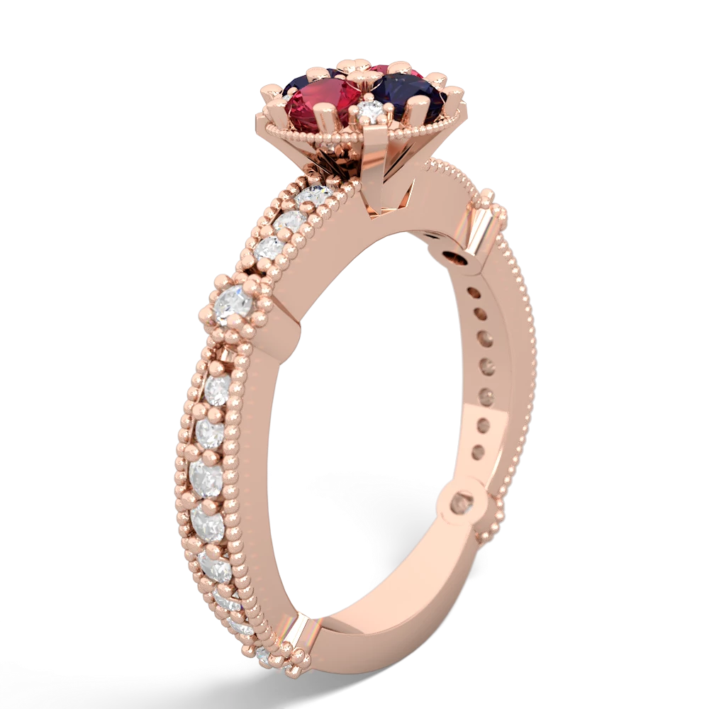 Lab Ruby Sparkling Tiara Cluster 14K Rose Gold ring R26293RD