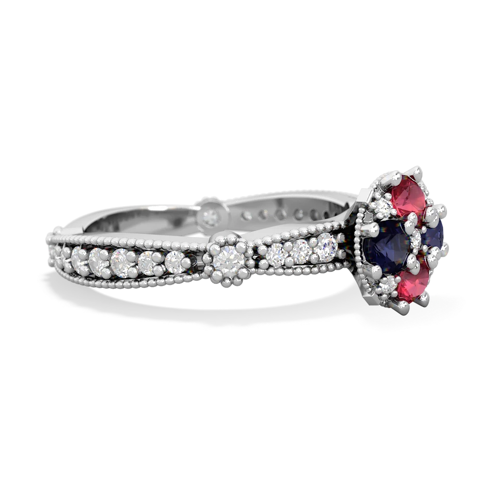 Lab Ruby Sparkling Tiara Cluster 14K White Gold ring R26293RD