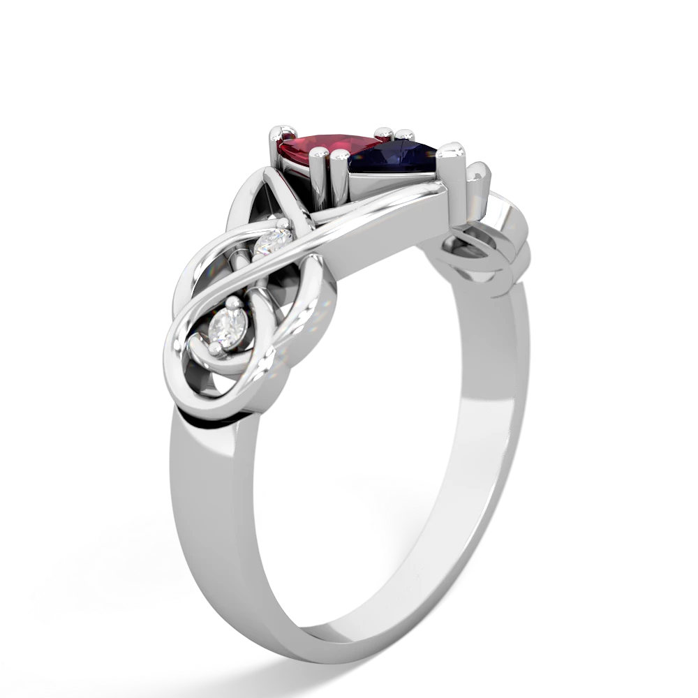 Lab Ruby Keepsake Celtic Knot 14K White Gold ring R5300