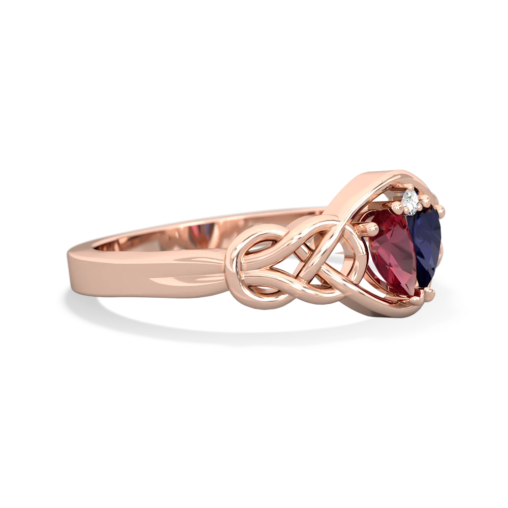 Lab Ruby Celtic Love Knot 14K Rose Gold ring R5420