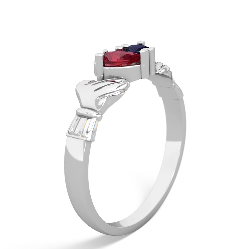 Lab Ruby 'Our Heart' Claddagh 14K White Gold ring R2388