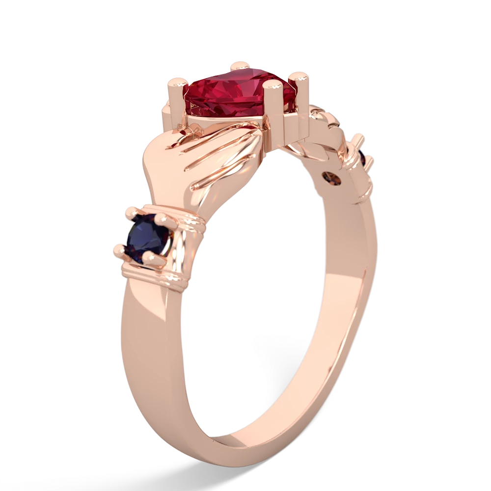 Lab Ruby Claddagh Keepsake 14K Rose Gold ring R5245