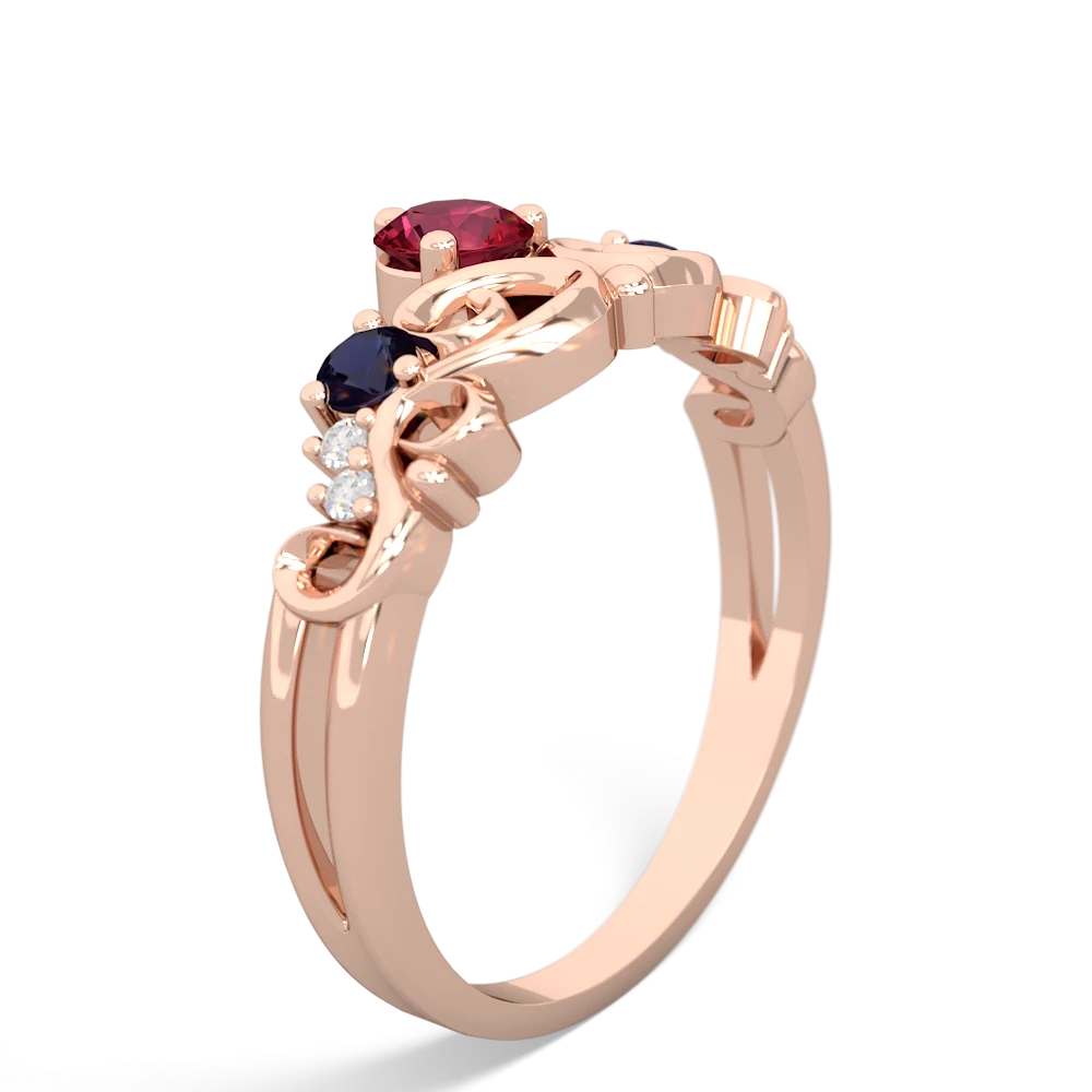 Lab Ruby Crown Keepsake 14K Rose Gold ring R5740