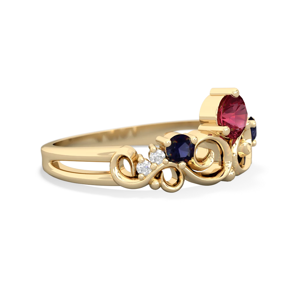 Lab Ruby Crown Keepsake 14K Yellow Gold ring R5740