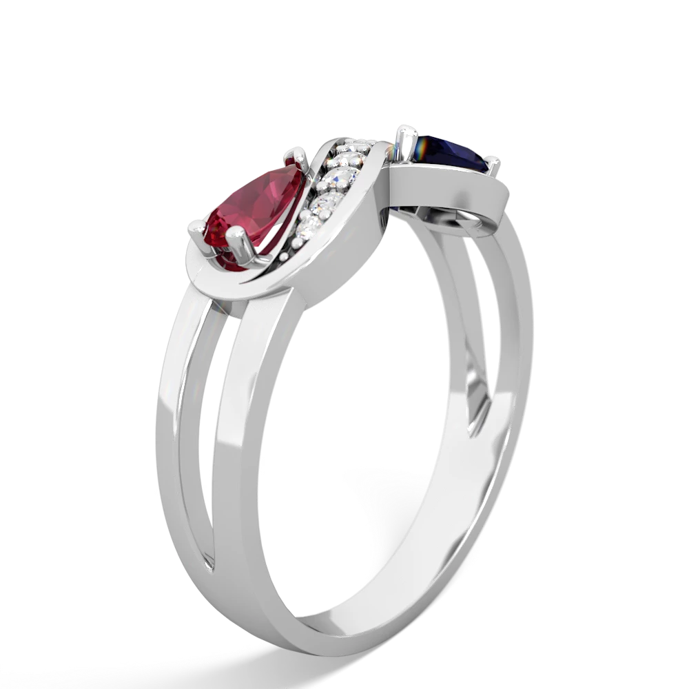 Lab Ruby Diamond Infinity 14K White Gold ring R5390