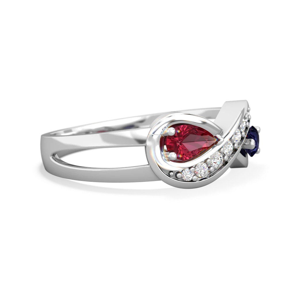 Lab Ruby Diamond Infinity 14K White Gold ring R5390