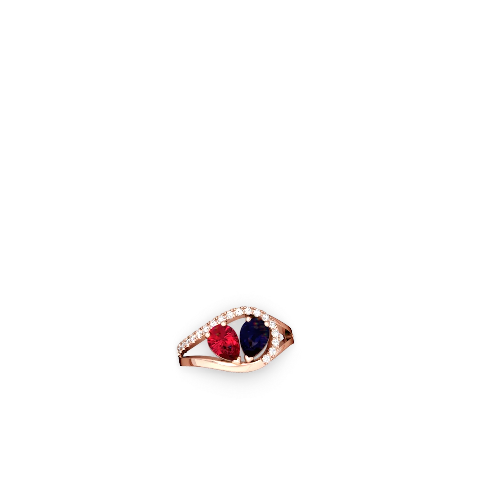 Lab Ruby Nestled Heart Keepsake 14K Rose Gold ring R5650