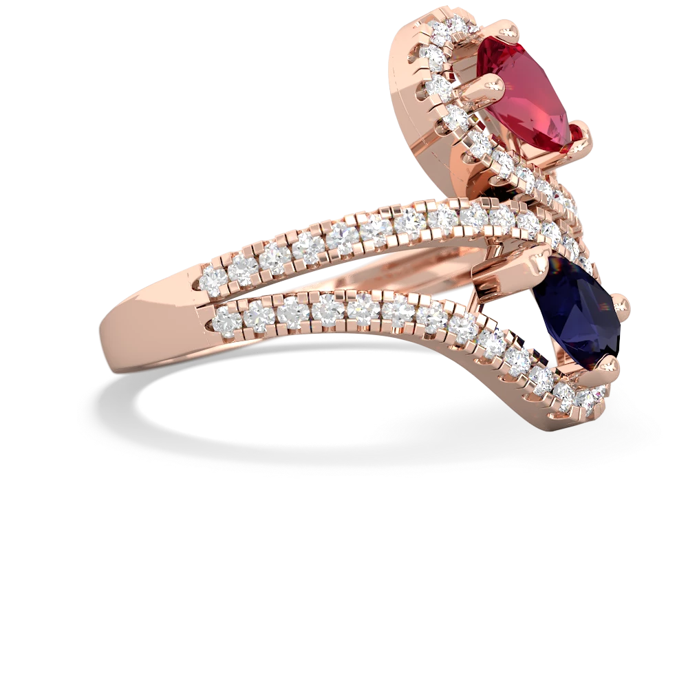 Lab Ruby Diamond Dazzler 14K Rose Gold ring R3000