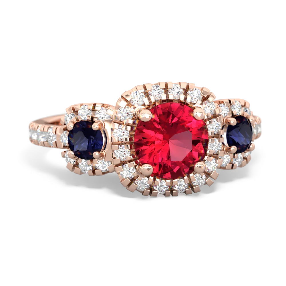 Lab Ruby Regal Halo 14K Rose Gold ring R5350