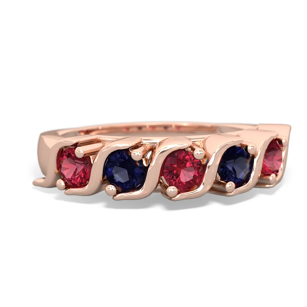 Lab Ruby Anniversary Band 14K Rose Gold ring R2089