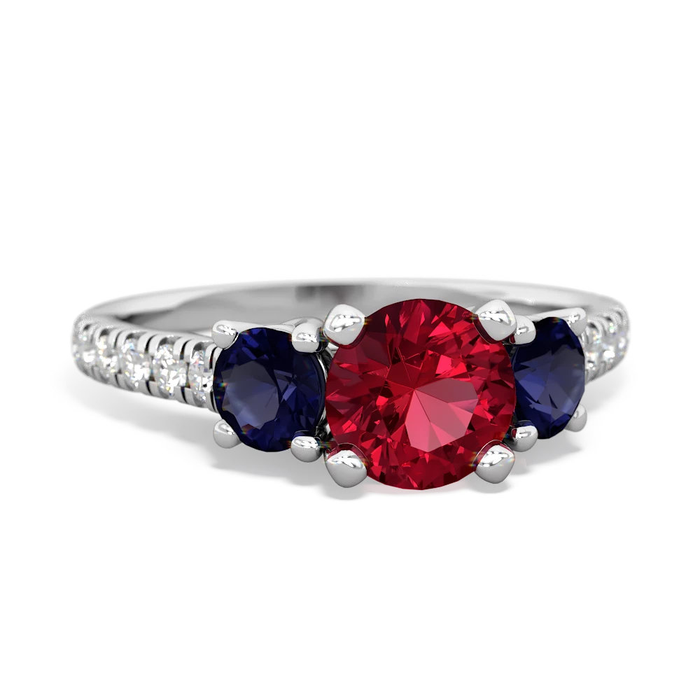 Lab Ruby Pave Trellis 14K White Gold ring R5500