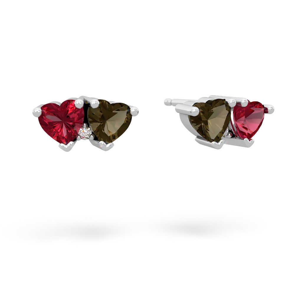 Lab Ruby Sweethearts 14K White Gold earrings E5260