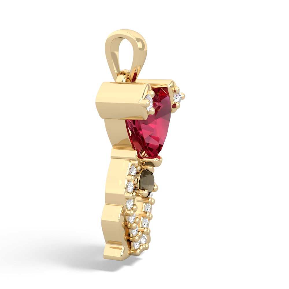 Lab Ruby Puppy Love 14K Yellow Gold pendant P5800