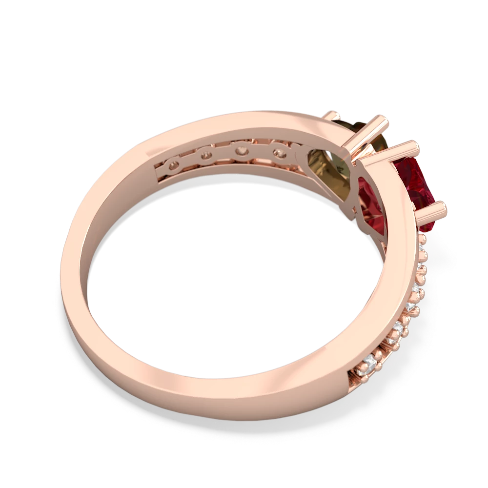 Lab Ruby Heart To Heart 14K Rose Gold ring R3342