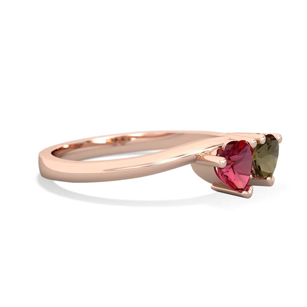 Lab Ruby Sweethearts 14K Rose Gold ring R5260