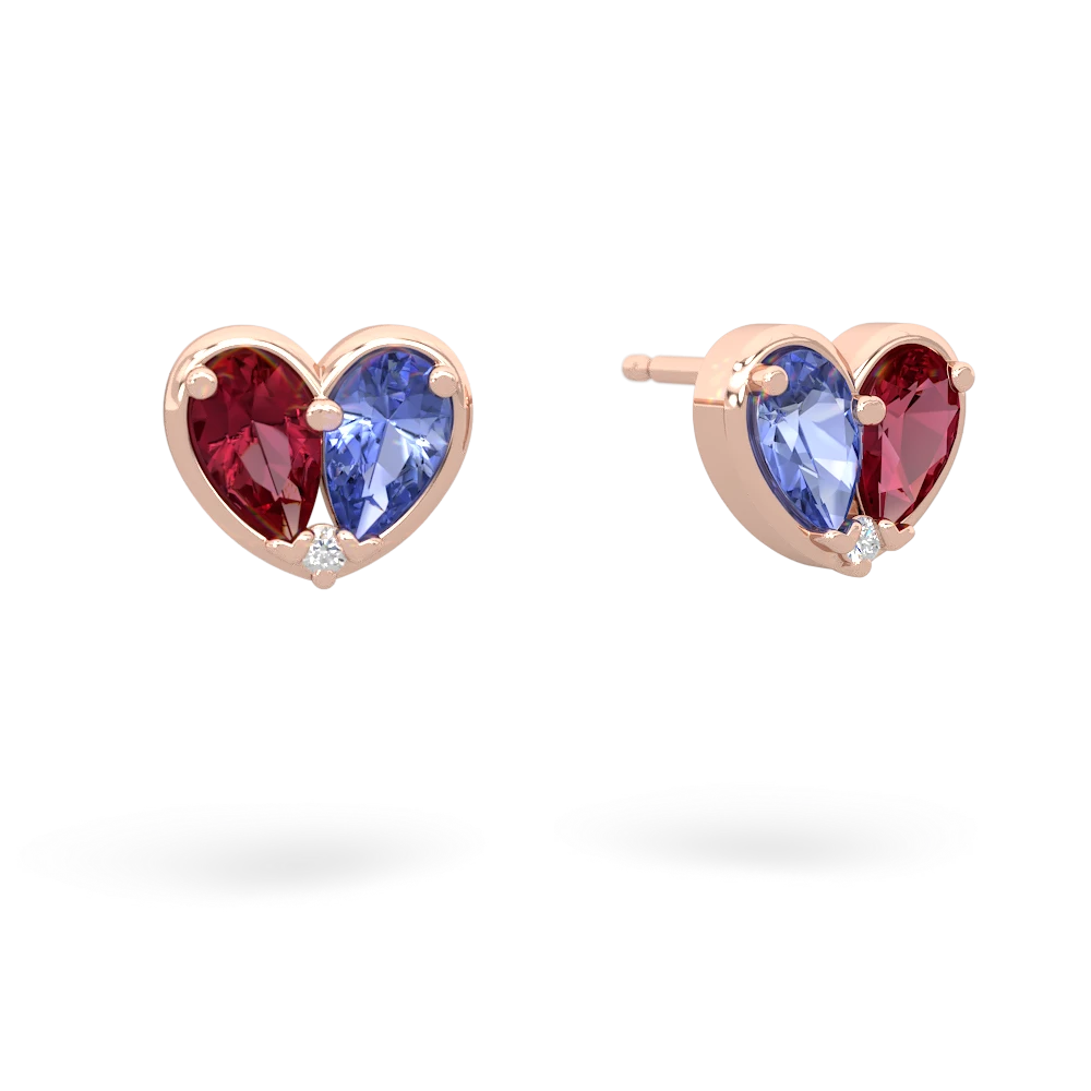 Lab Ruby 'Our Heart' 14K Rose Gold earrings E5072