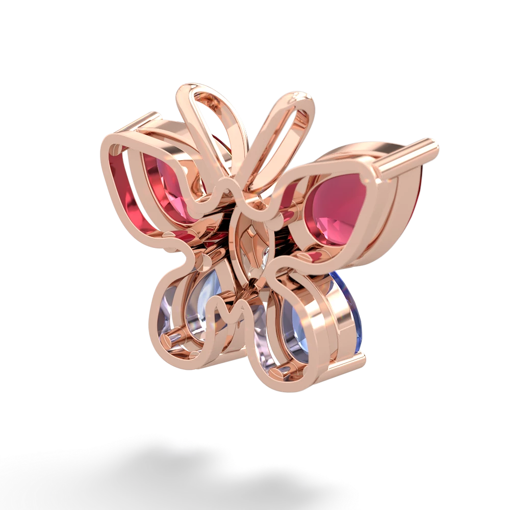 Lab Ruby Butterfly 14K Rose Gold pendant P2215