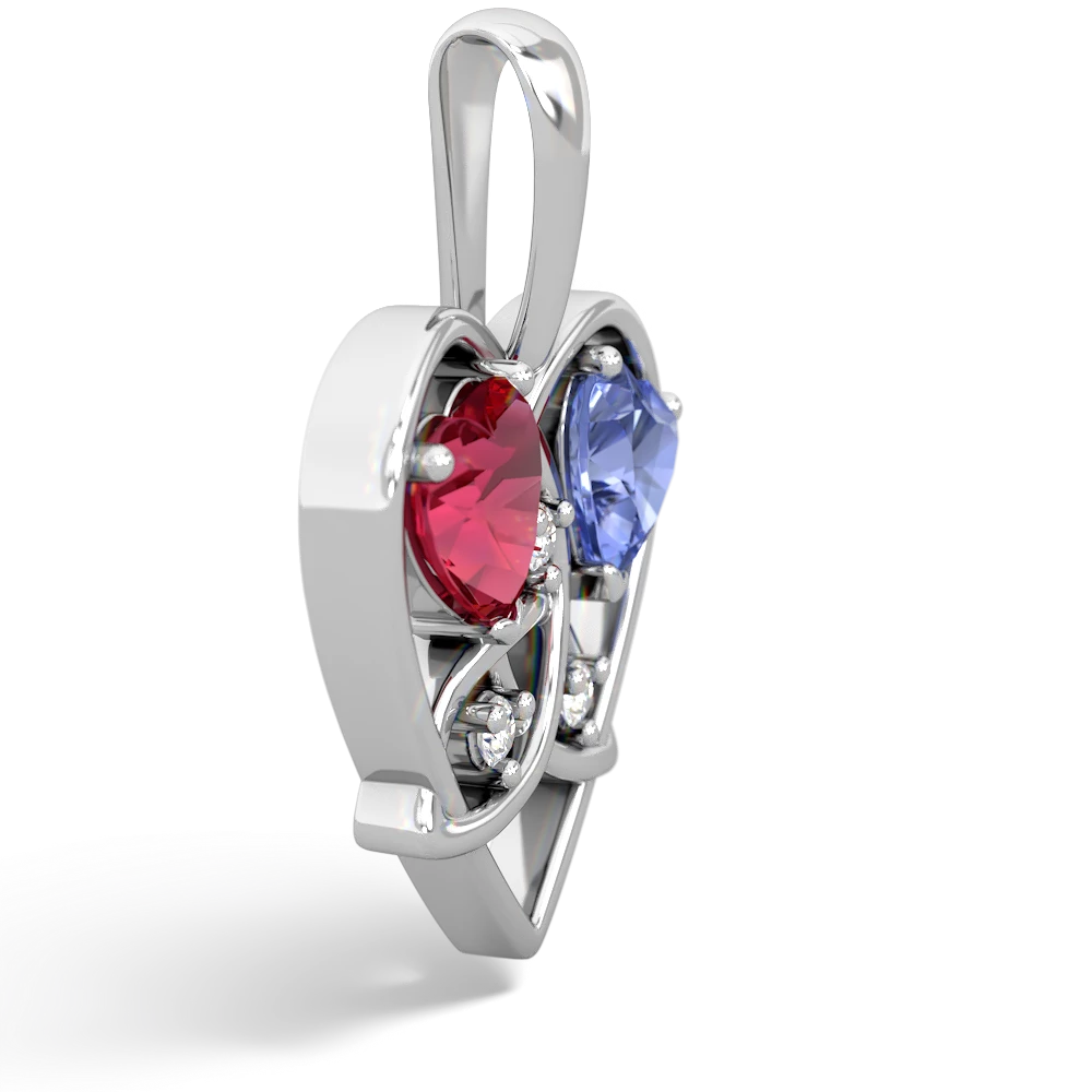 Lab Ruby Celtic Trinity Heart 14K White Gold pendant P5331