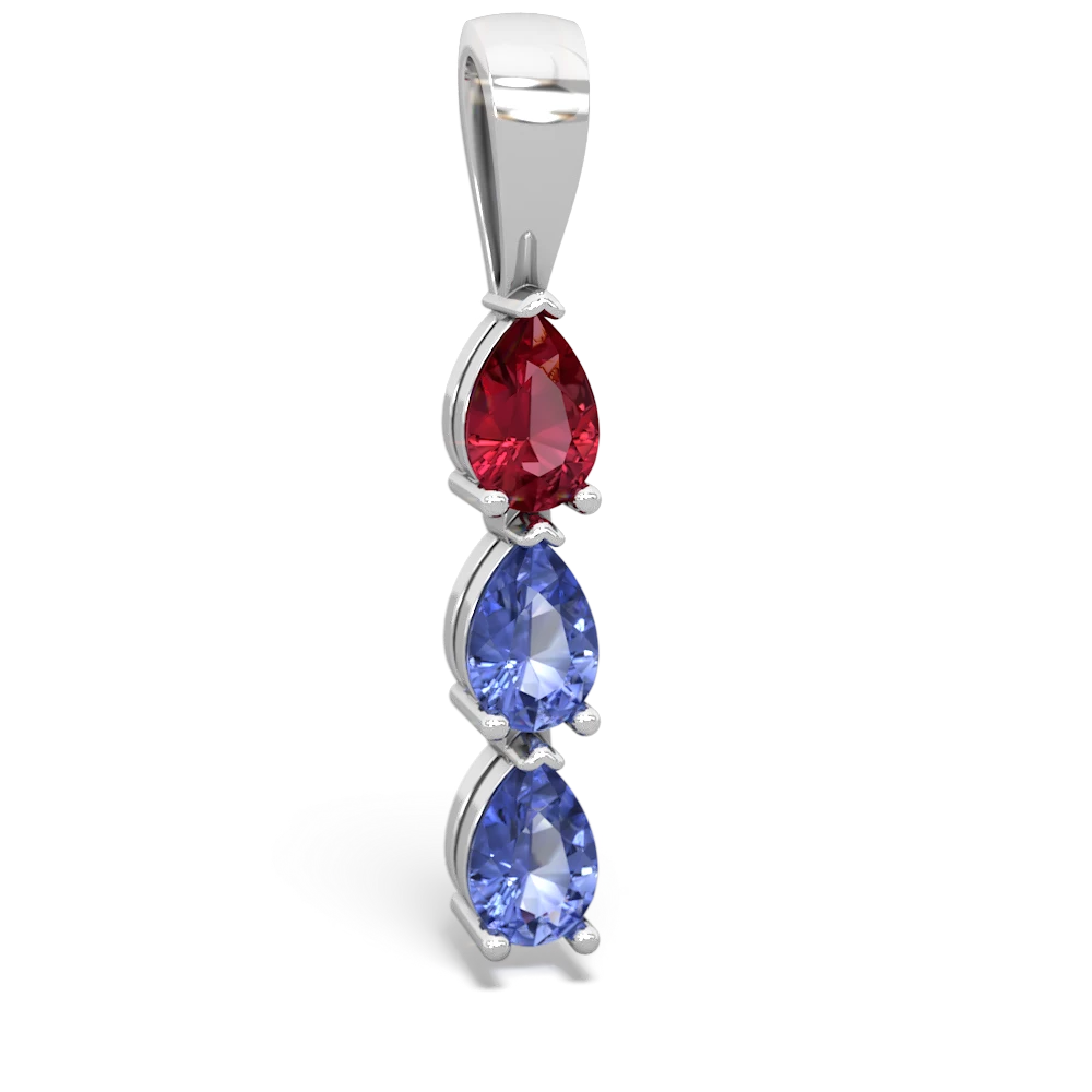 Lab Ruby Dew Drops 14K White Gold pendant P2251