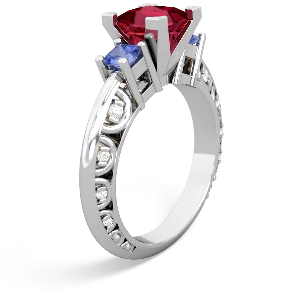 Lab Ruby Eternal Embrace Engagement 14K White Gold ring C2001