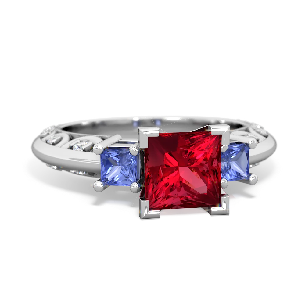 Lab Ruby Eternal Embrace Engagement 14K White Gold ring C2001