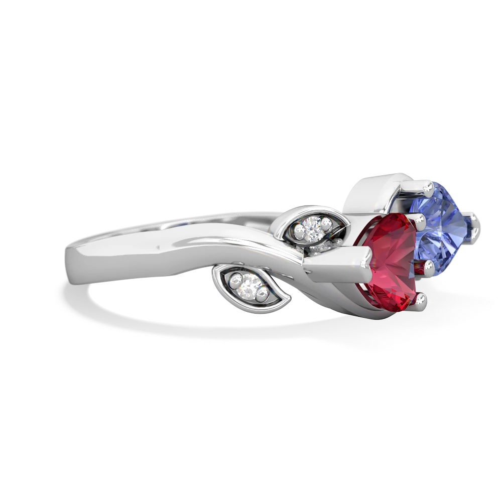 Lab Ruby Floral Elegance 14K White Gold ring R5790