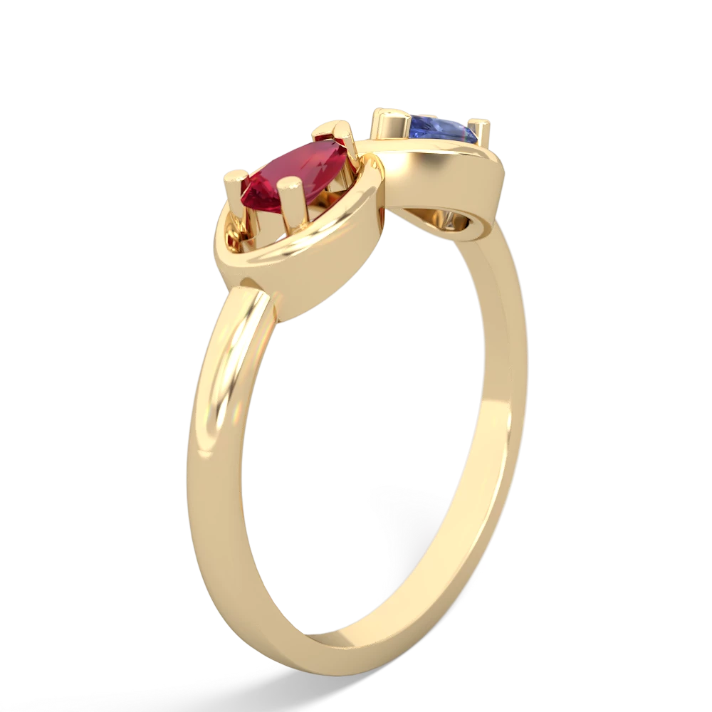 Lab Ruby Infinity 14K Yellow Gold ring R5050