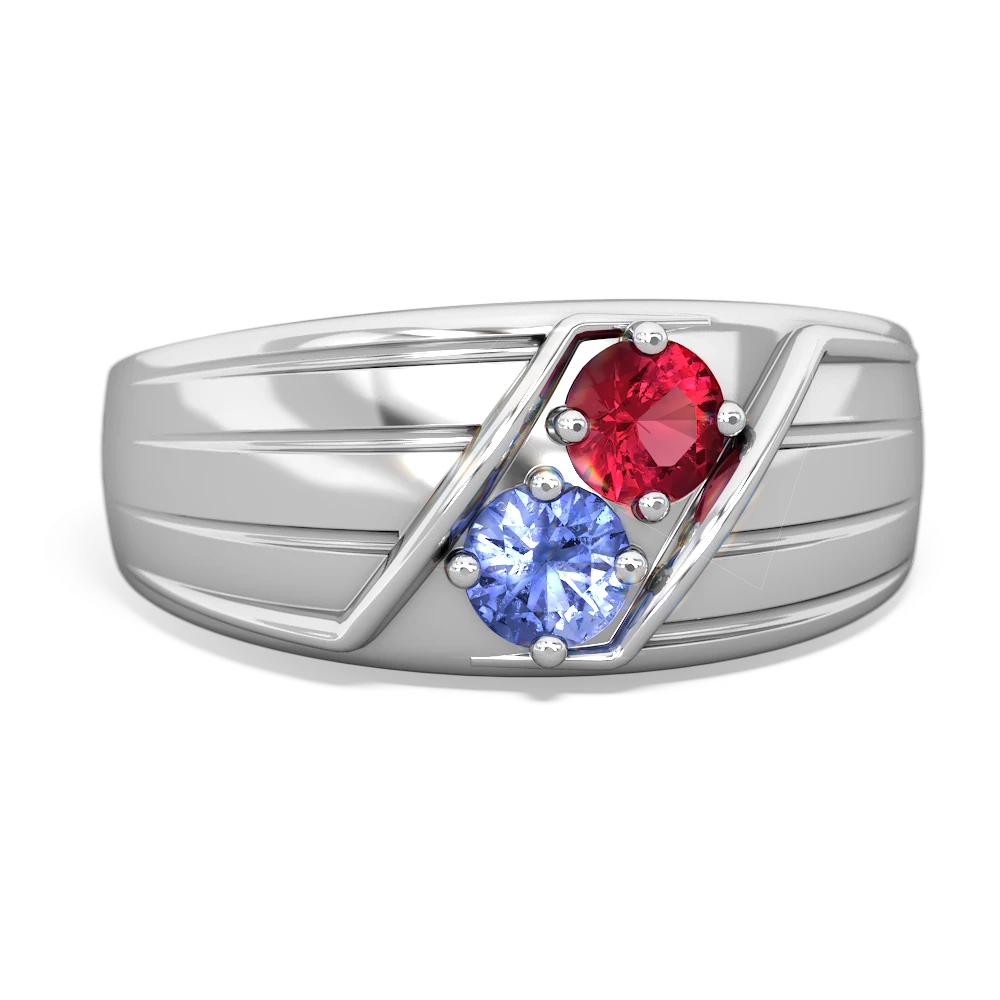 Lab Ruby Men's Streamline 14K White Gold ring R0460