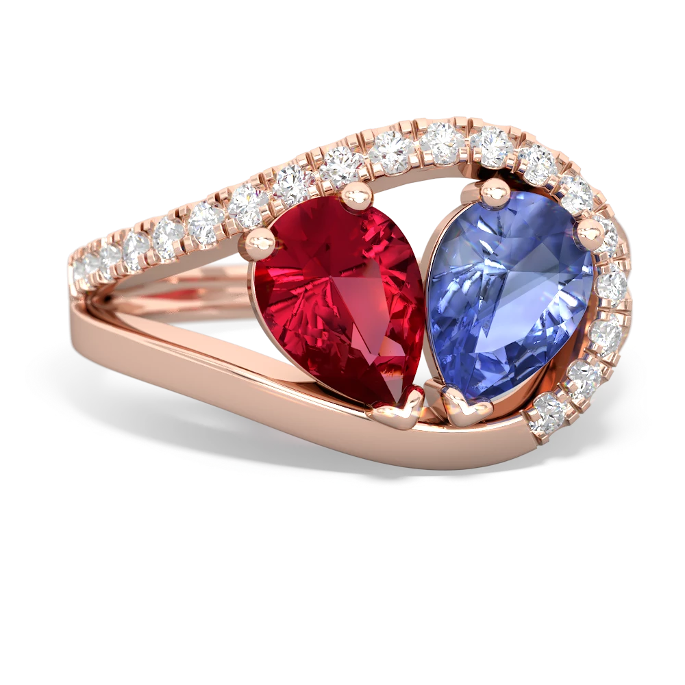 Lab Ruby Nestled Heart Keepsake 14K Rose Gold ring R5650