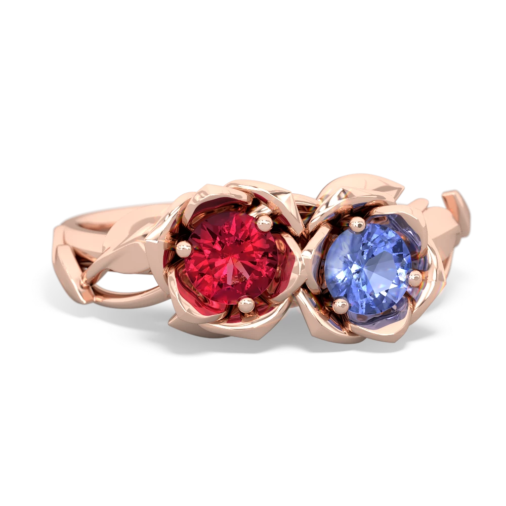 Lab Ruby Rose Garden 14K Rose Gold ring R5510