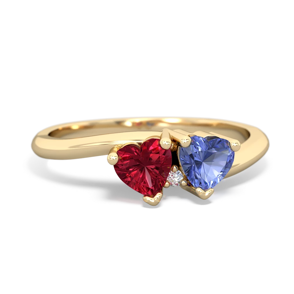 Lab Ruby Sweethearts 14K Yellow Gold ring R5260