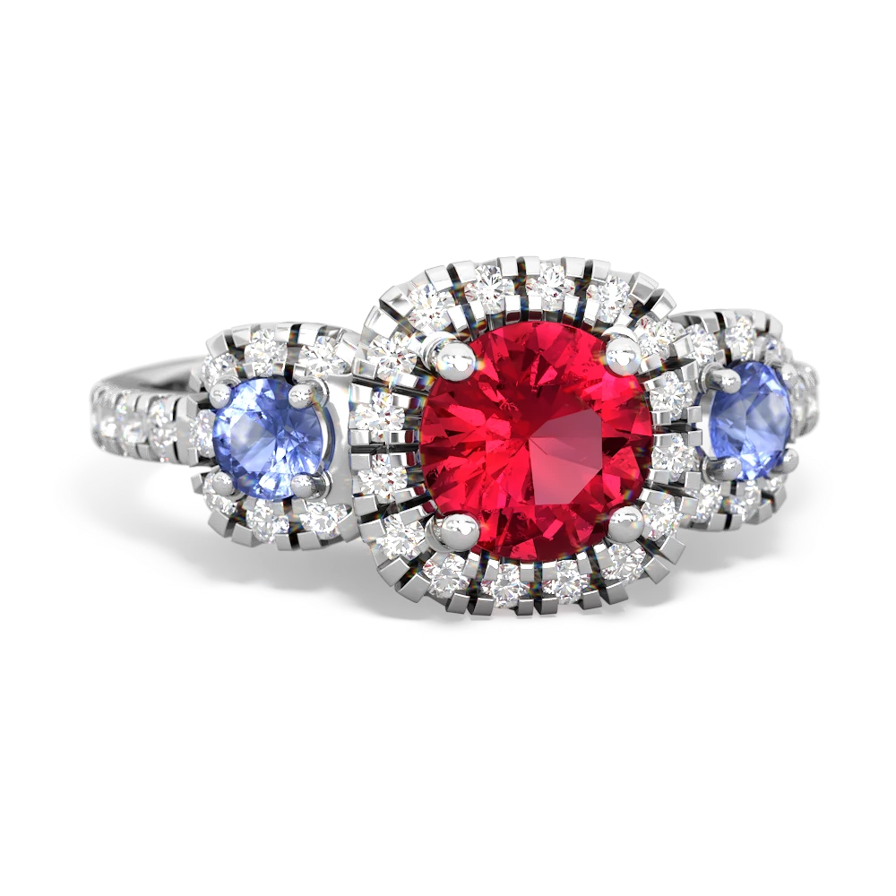 Lab Ruby Regal Halo 14K White Gold ring R5350